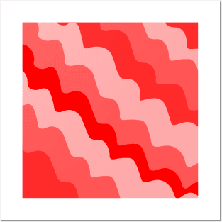 Red wavy ocean waves gradient Posters and Art